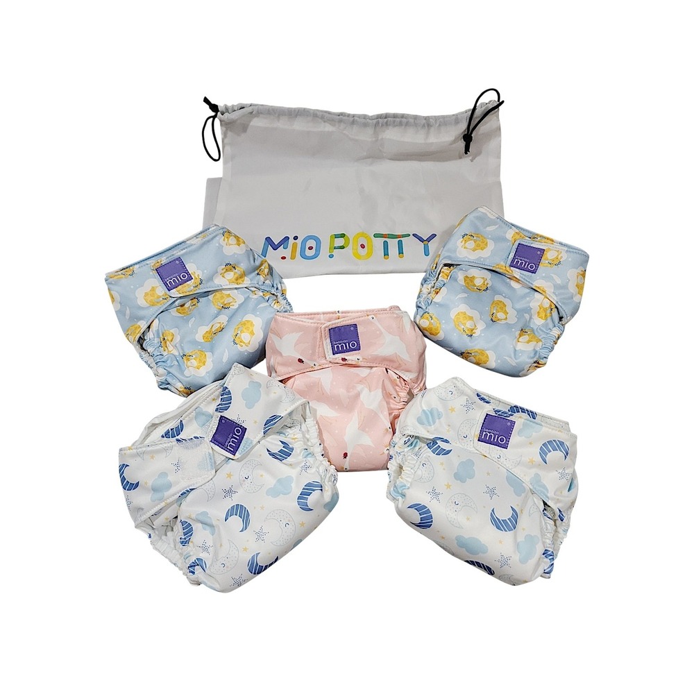 Bambino Mio Cloth Diapers OS Baby Miosolo Multi AIO Reusable 5pk Wet Bag Set NEW
